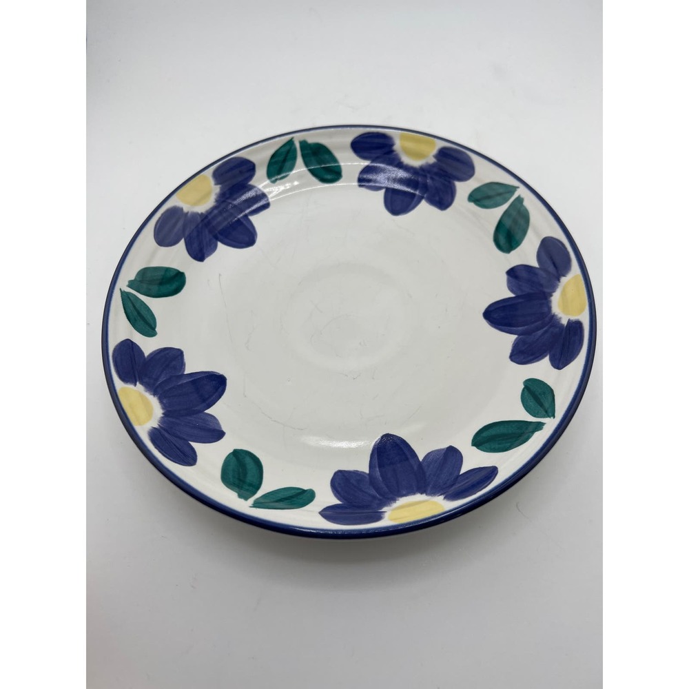 International Tablework Blue Napoli Stoneware Plate‎ 153 Blue Yellow Flower